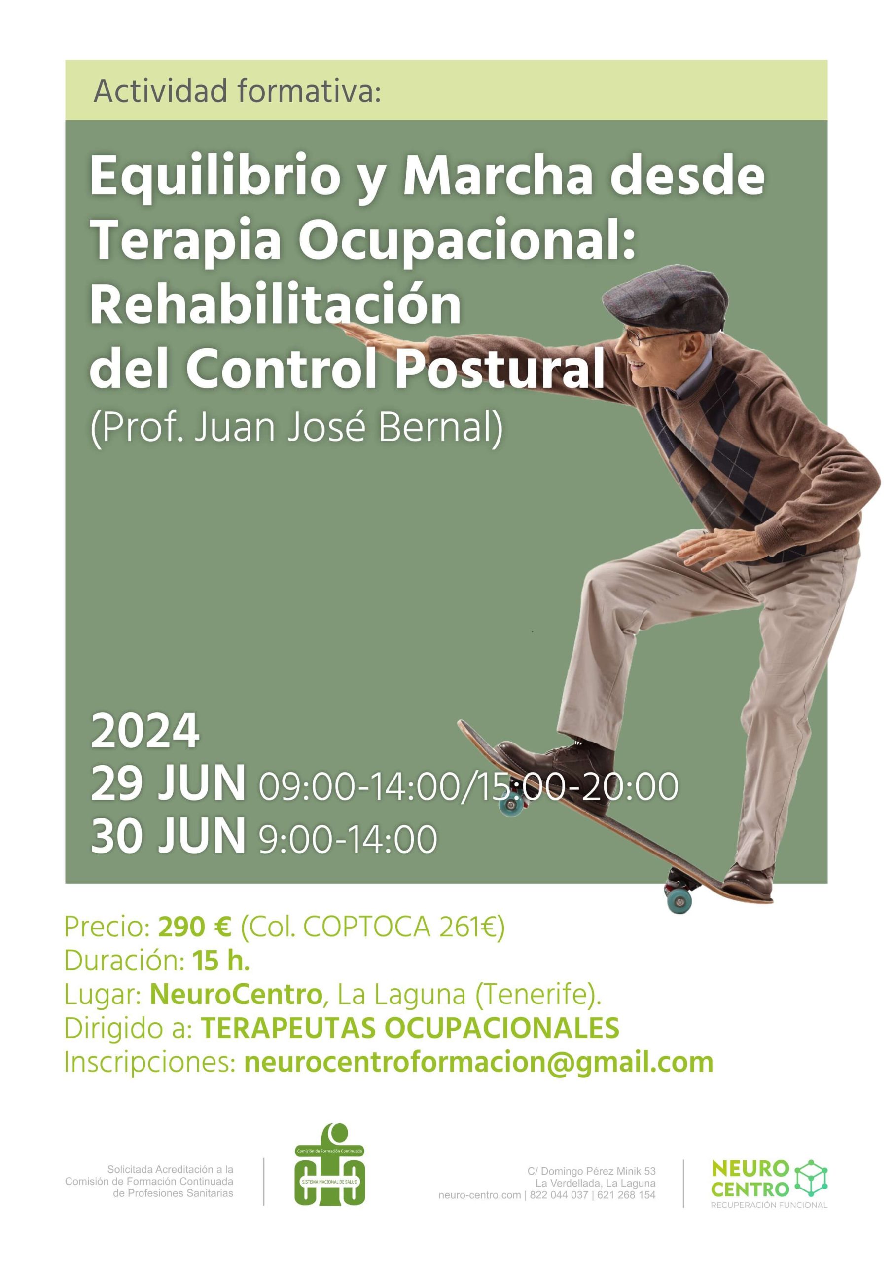 cartel formación para Terapeutas Ocupacionales, rehabilitación de la marcha y control postural.